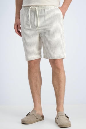 katoenen regular fit gestreepte short - amandel