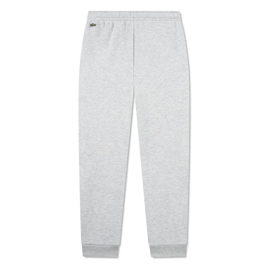 Grijze jongens Lacoste casual broek van sweat materiaal met elastische tailleband met koord en effen
