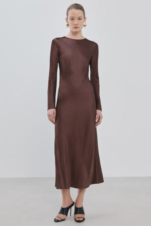 midi jurk bruin