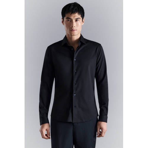 Mango Man slim zakelijk overhemd donkerblauw afbeelding
