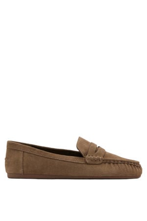 suède mocassins bruin