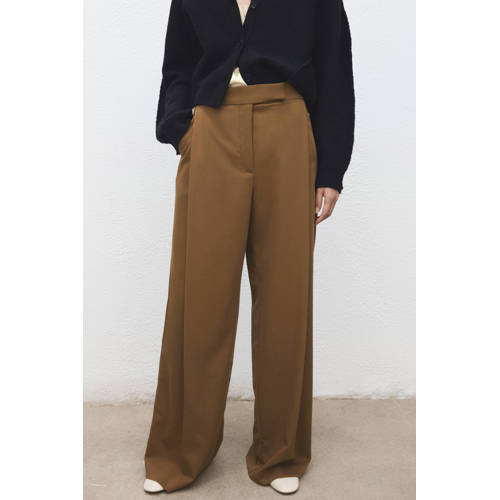 Mango regular waist broek bruin afbeelding