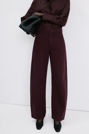 high waist barrel jeans donkerrood