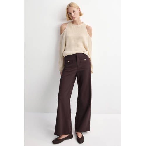 Mango wide leg regular waist broek afbeelding