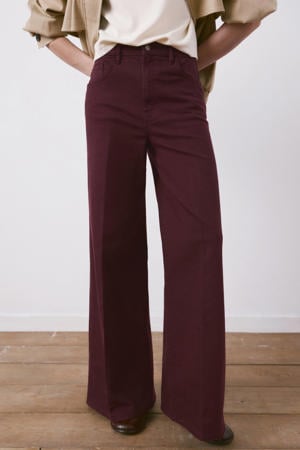 high waist flared jeans donkerrood
