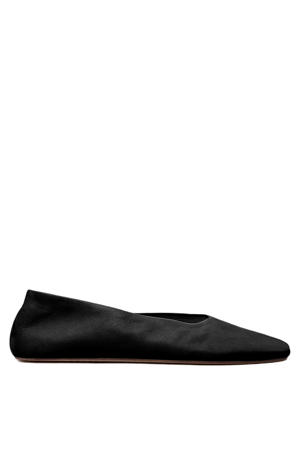 leren ballerina's zwart