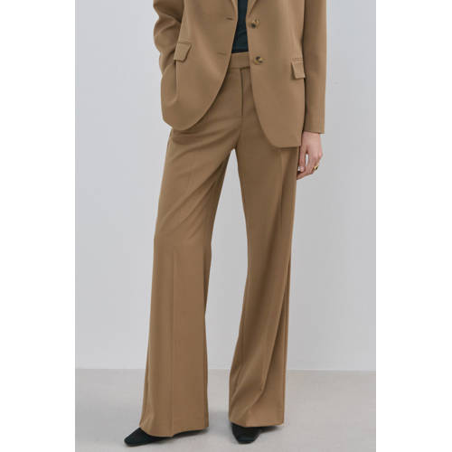 Mango straight regular waist pantalon bruin afbeelding