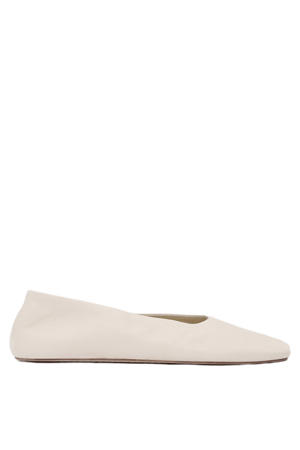 leren ballerina's ecru