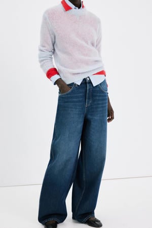 wide leg jeans medium blue denim
