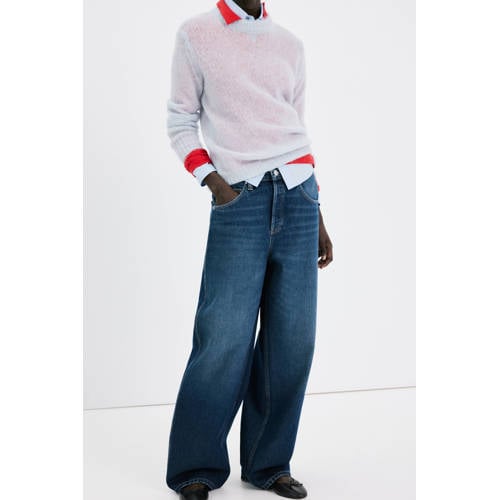 Mango wide leg jeans medium blue denim afbeelding