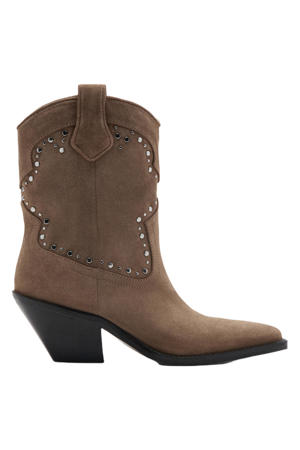 suède cowboylaarzen met studs lichtbruin
