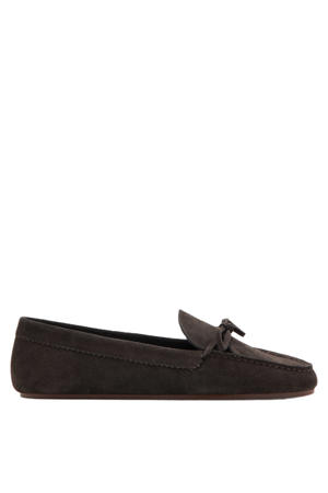 suède mocassins donkerbruin