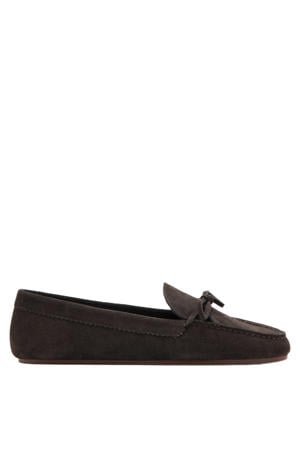 suède mocassins donkerbruin