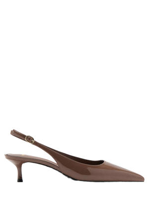 lak slingback pumps donkerbruin
