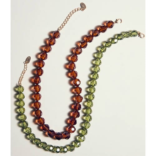 Mango kralenketting - set van 2 bruin/groen afbeelding