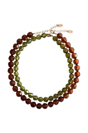 kralenketting - bruin/groen (set van 2)