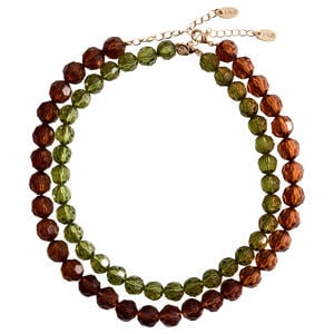 kralenketting - bruin/groen (set van 2)
