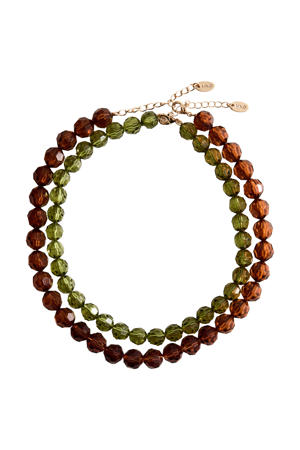 kralenketting - bruin/groen (set van 2)