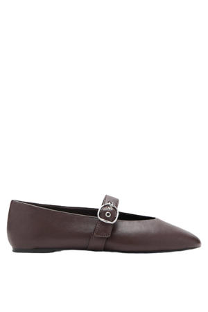 leren ballerina's donkerbruin