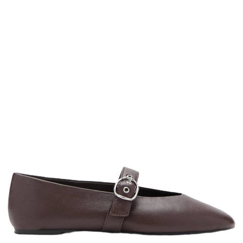 Mango leren ballerina's donkerbruin afbeelding
