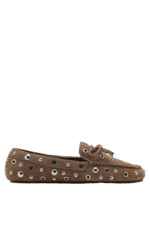 suède mocassins bruin
