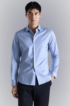 slim gestreepte casual overhemd lichtblauw