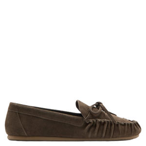 suède mocassins bruin