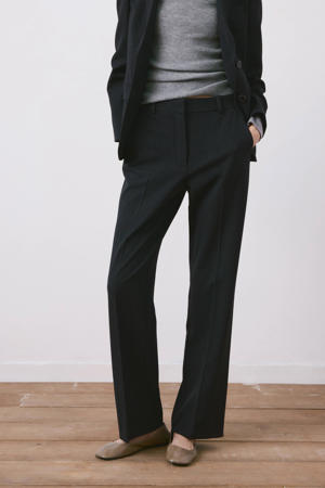 straight regular waist broek met krijtstreep marineblauw