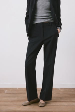 straight regular waist broek met krijtstreep marineblauw