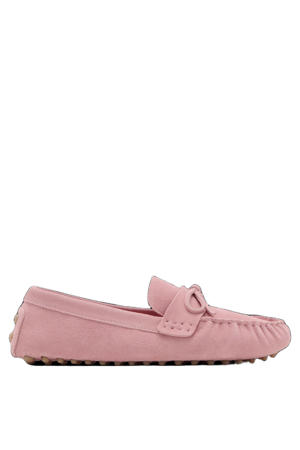 suède mocassins roze