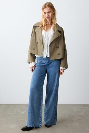 low waist wide leg jeans medium blue denim