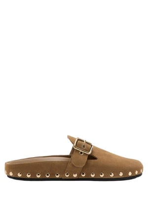 suède clogs cognac