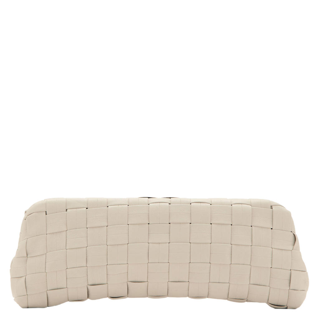 Mango gevlochten clutch beige