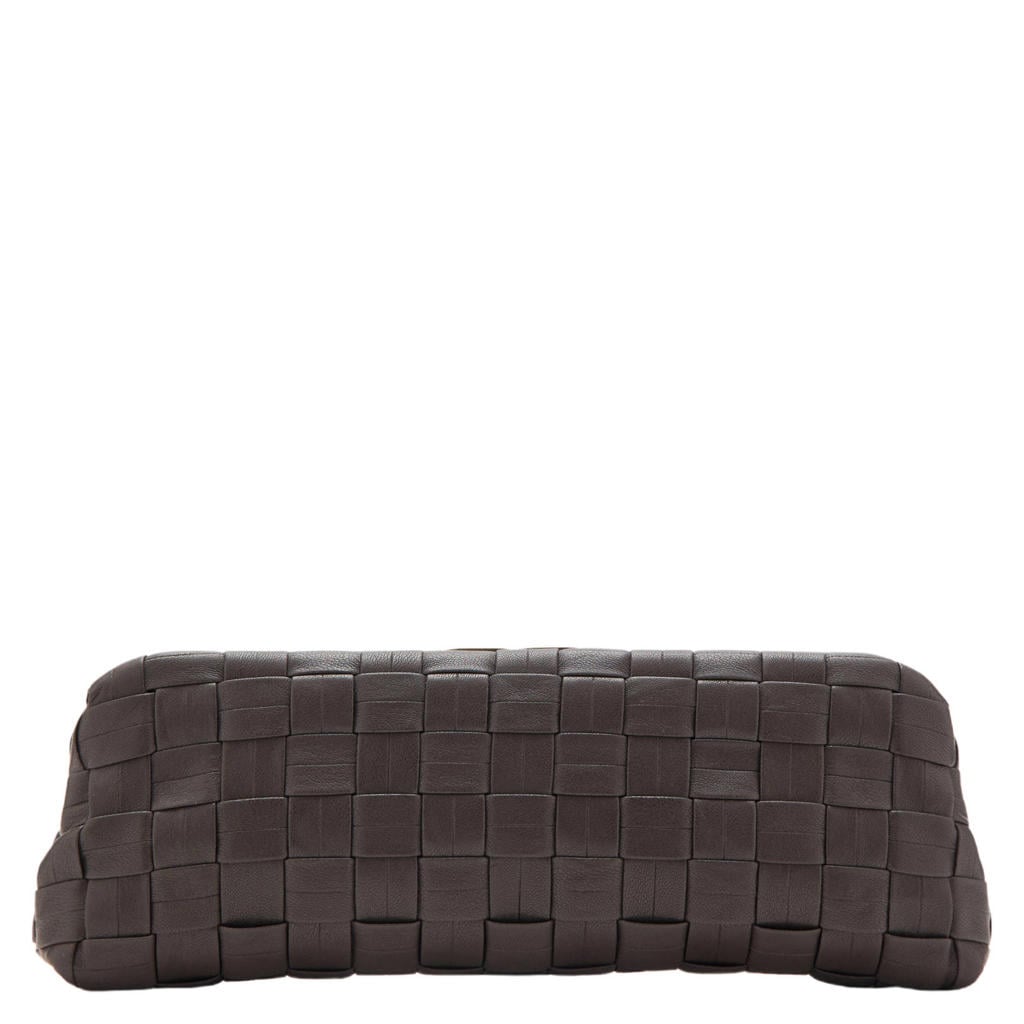 Mango gevlochten clutch donkerbruin