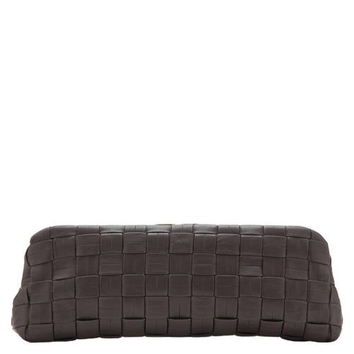 Mango gevlochten clutch donkerbruin afbeelding