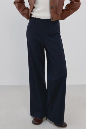 straight high waist casual broek marineblauw