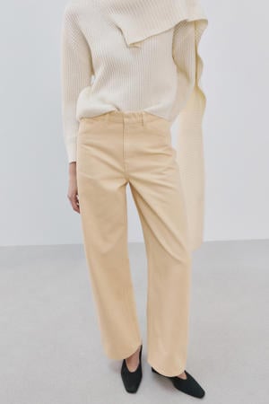 high waist straight leg jeans zand