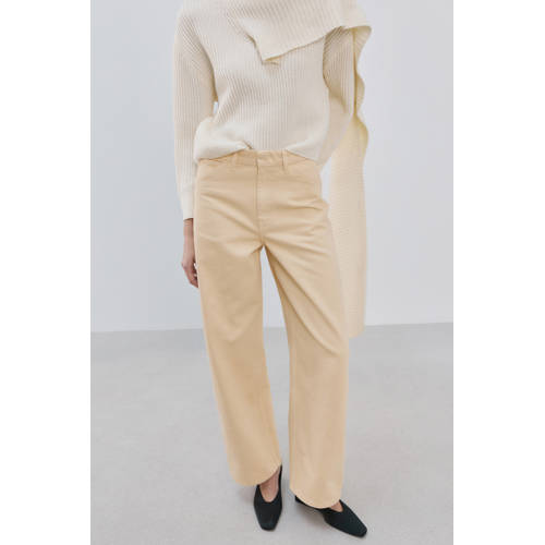 Mango high waist straight leg jeans zand afbeelding