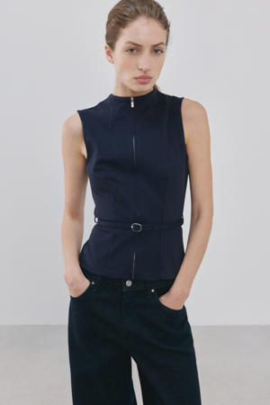 mouwloze top donkerblauw