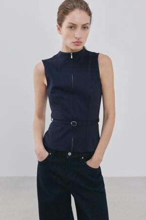 mouwloze top donkerblauw