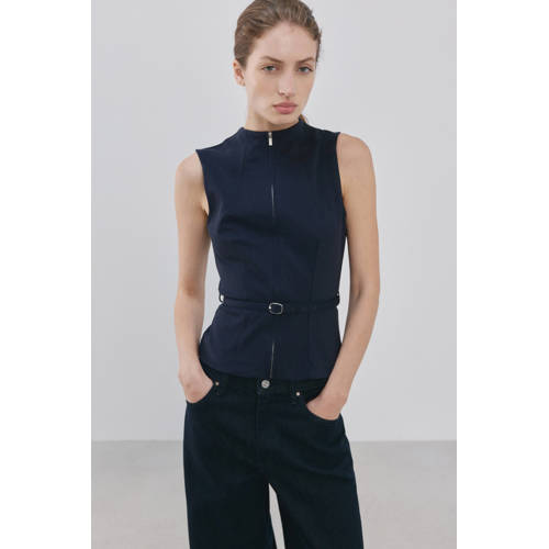 Mango mouwloze top donkerblauw afbeelding