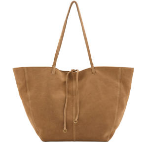 suede shopper cognac