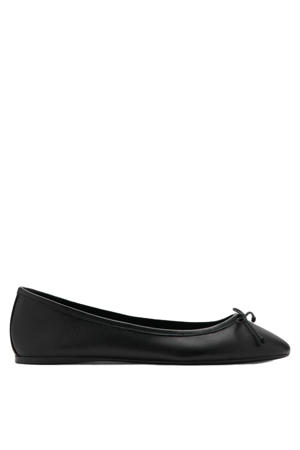 leren ballerina's zwart