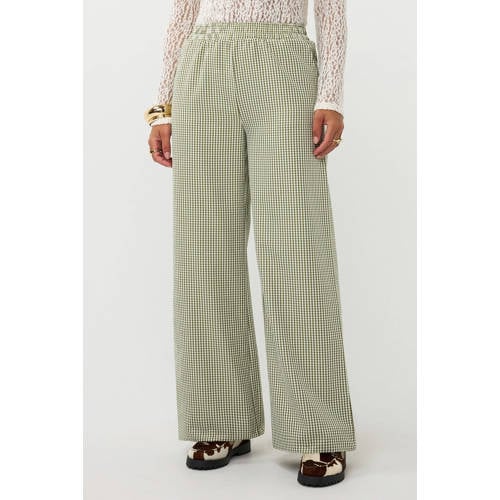 Ydence straight regular waist geruite casual broek groen afbeelding