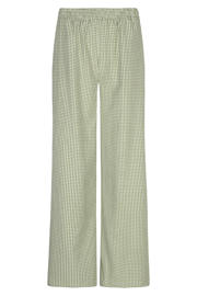 thumbnail: Groene dames Ydence straight regular waist geruite casual broek van polyester met elastische tailleband