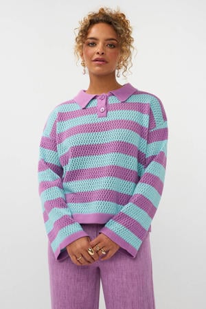 gestreepte pullover lila gehaakt