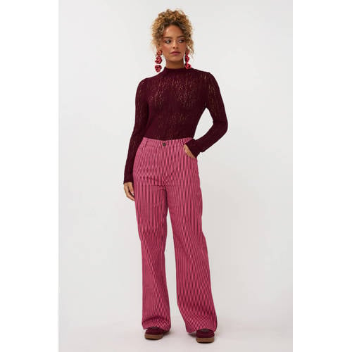 Ydence denim regular waist gestreepte broek roze afbeelding