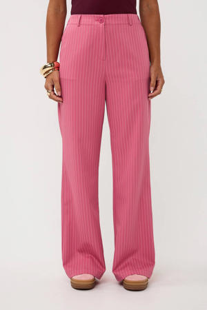 regular waist pantalon met krijtstreep roze