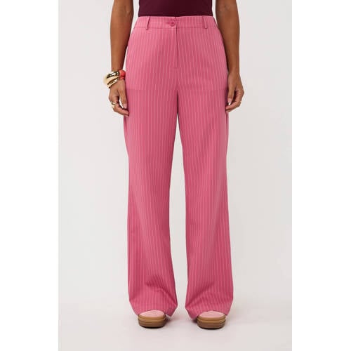 Ydence regular waist pantalon met krijtstreep roze afbeelding