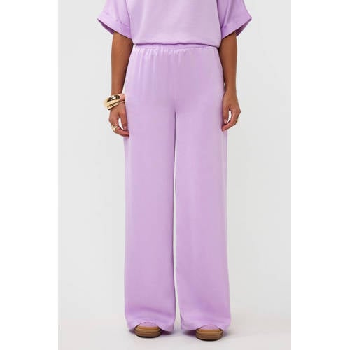 Ydence high waist casual broek lila afbeelding